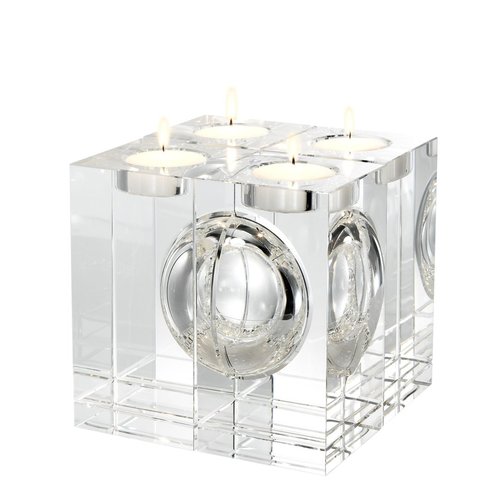 EICHHOLTZ Tealight Holder Argenta set of 4 * Clear crystal glass
