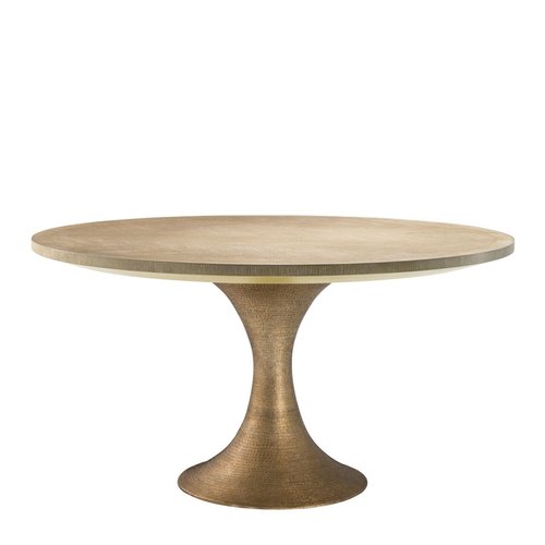 EICHHOLTZ Dining Table Melchior round * Washed oak veneer | brushed brass finish