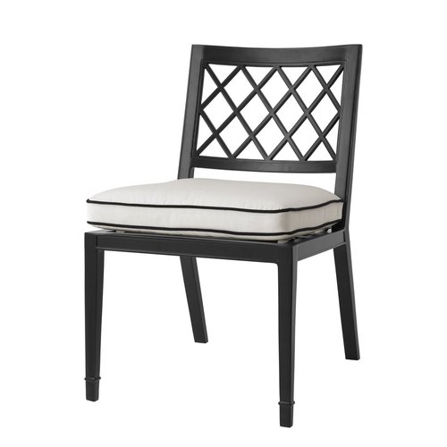 EICHHOLTZ Dining Chair Paladium * Matte black finish | sunbrella canvas