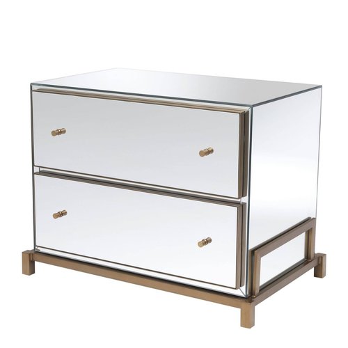 EICHHOLTZ Bedside Table Clarington * Mirror glass | brushed brass finish
