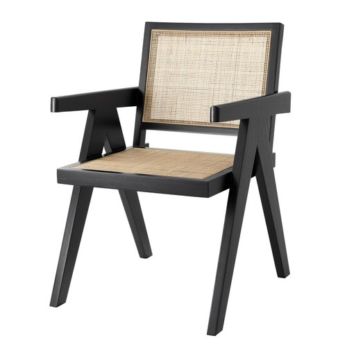 EICHHOLTZ Dining Chair Aristide * Classic black | rattan cane webbing