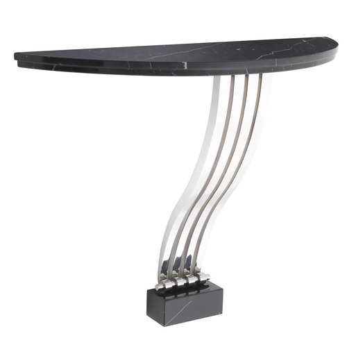 EICHHOLTZ Console Table Renaissance * Polished stainless steel | black marble