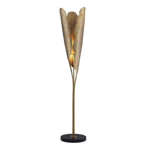 EICHHOLTZ Floor Lamp Plantain * Vintage brass finish | black granite base