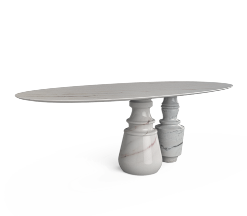 BOCA DO LOBO * PIETRA OVAL ESTREMOZ DINING TABLE-white