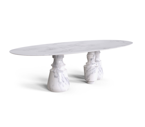 BOCA DO LOBO *PIETRA OVAL XL ESTREMOZ DINING TABLE-White